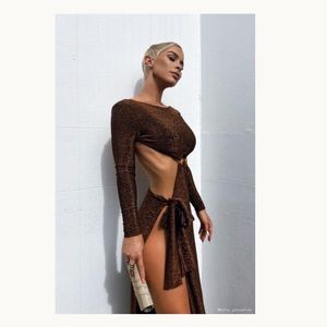 MESHKI BACKLESS MAXI WRAP DRESS